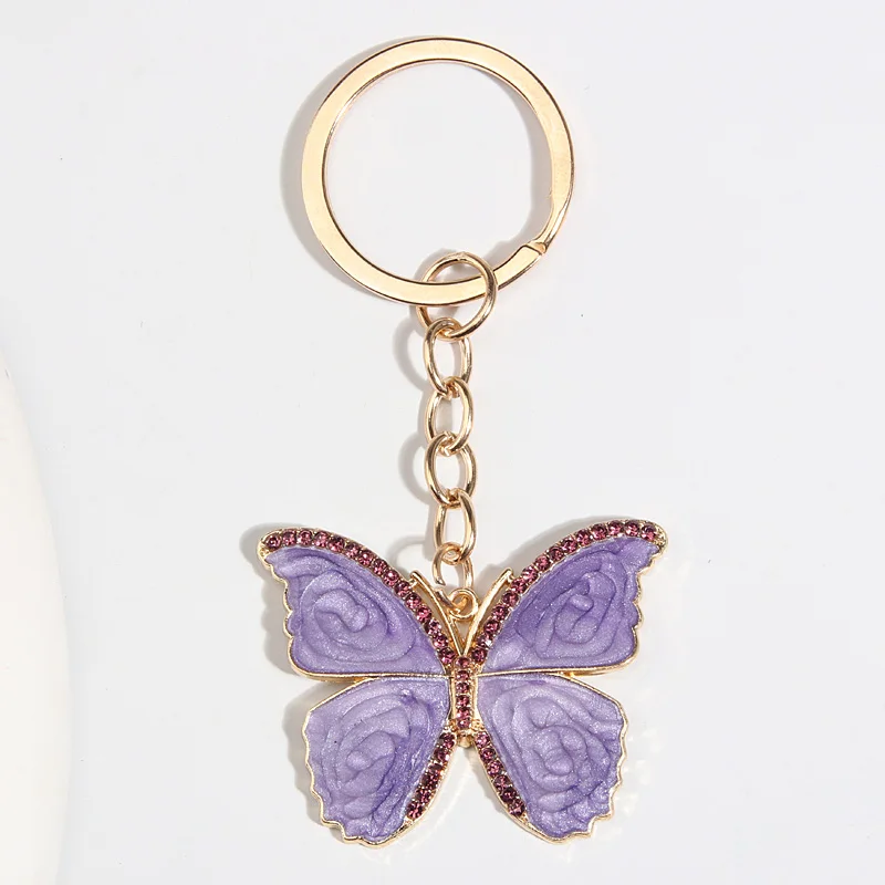 Capaneus Portachiavi Donna con Lettera, Viola Lettera Portachiavi con Forma Nappe Farfalla, Portachiavi Iniziale Carini da Borsa, Letter Keychain, Portachiavi Personalizzato Resina per Ragazza Donna