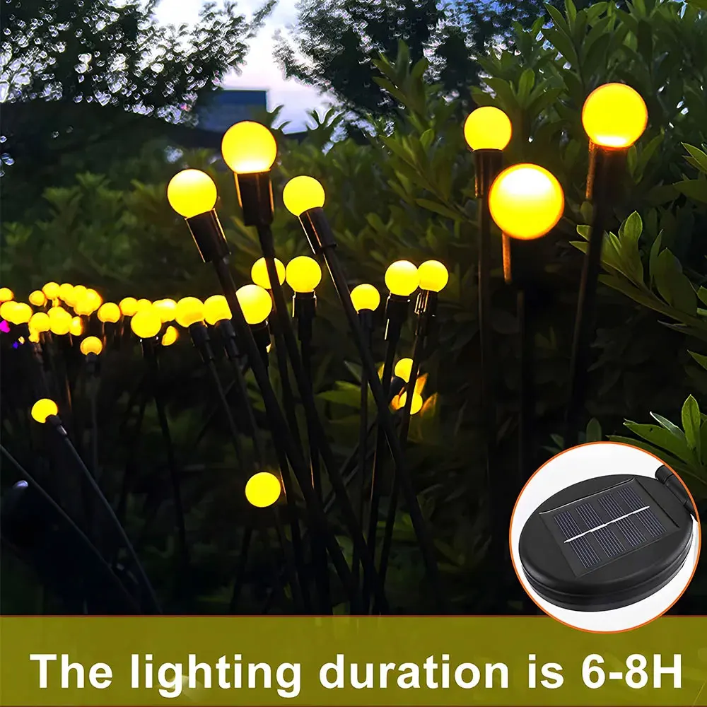 1pc 6/8/10LED Pack Solar Firefly Lights,Upgraded Solar Garden Lights Outdoor Waterproof Swaying Landscape Outdoor Lights ﻿