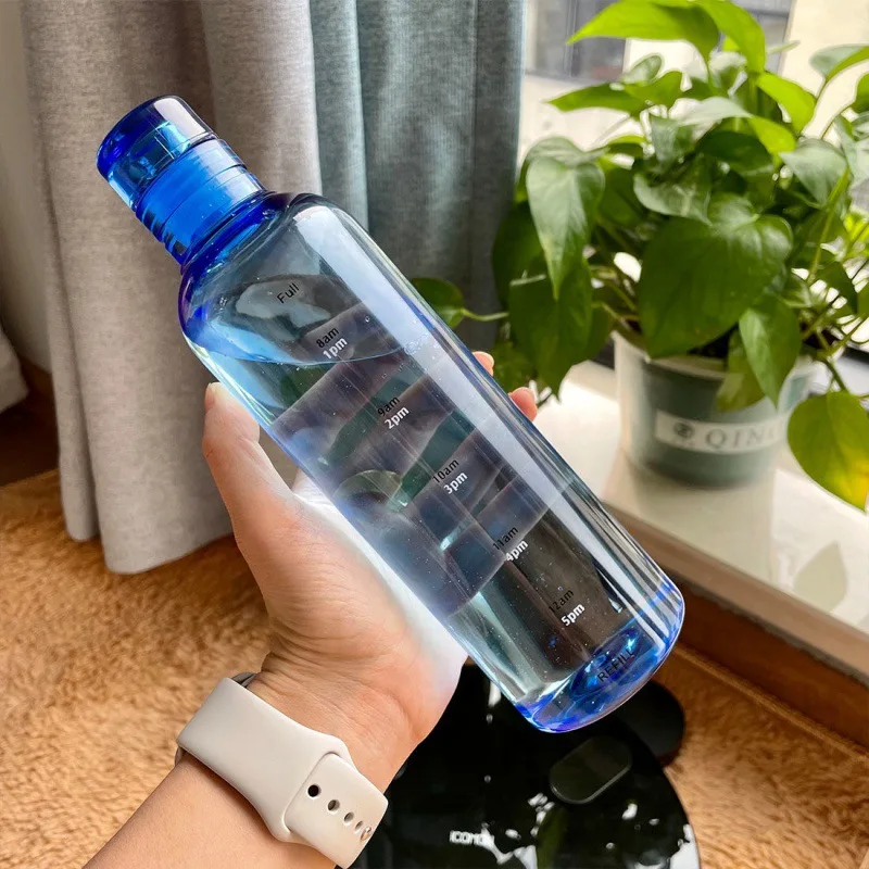 Water Bottle Sports Water Bottle Sports Bottle Plastic Water Bottle PC Plastic Water Bottle with Time Marker Creative Large Capacity Leakproof Drop-resistant