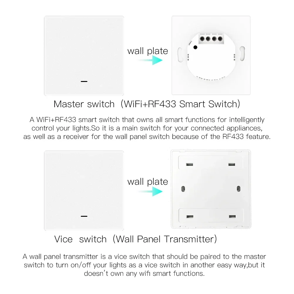 WiFi Smart Wall Light Switch RF433 Push Button Transmitter Smart life Tuya App Remote Control Works with Alexa Google Home smart switch smart universal remote control wireless remote controller smart ir remote control bluetooth voice remote control