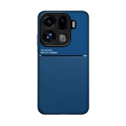 Luxury PU Leather Magnetic Case with Camera Protection and Fashion Diagonal Design for OPPO Find X9 (Blue)