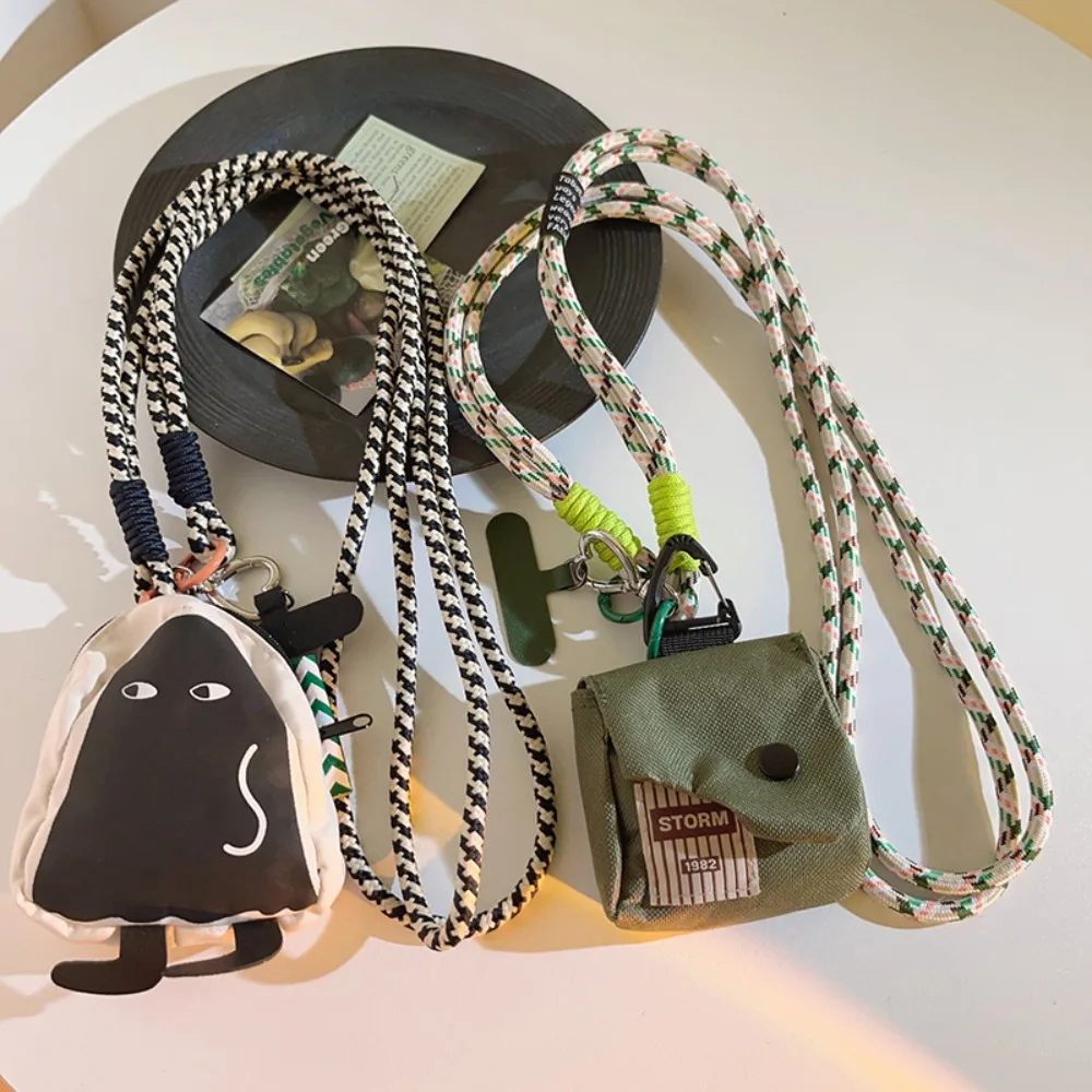 Cute Anti-Lost Lanyard Coin Purse Cartoon Nylon Money Bag Small Wallet Girl Boy