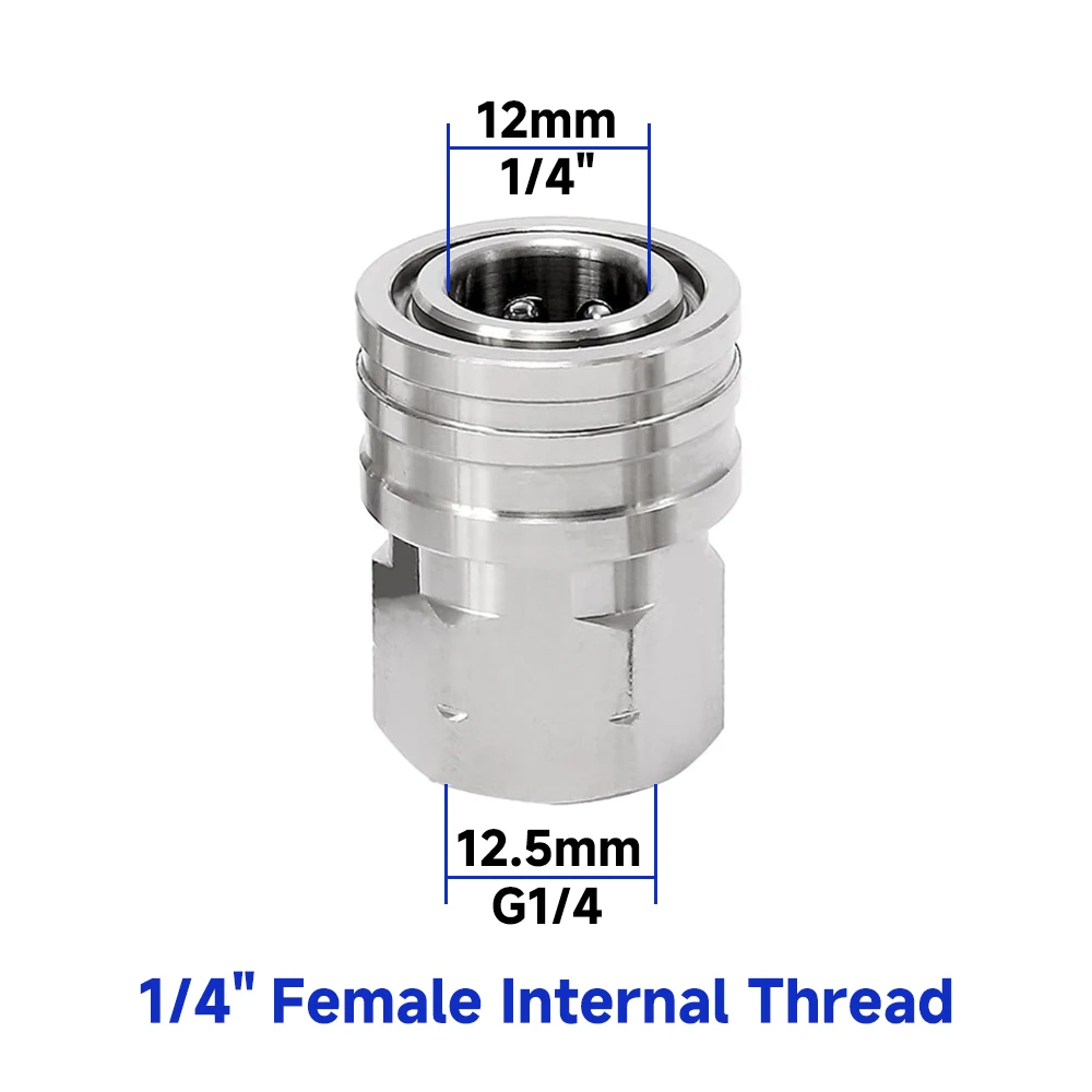 Stainless Steel Quick Connect Pressure Washer Coupler - 1/4 Inch Male & Female Threaded Accessories