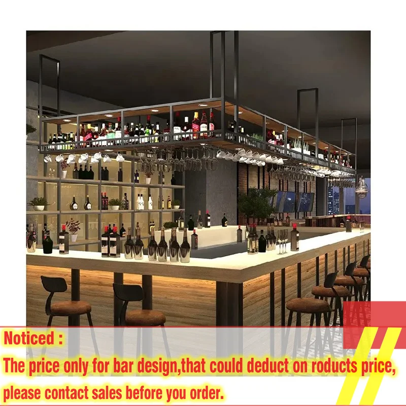 Stainless steel Bar Ceiling Hanging Wine Bottles Shelf Bar Restaurant Decoration Furniture
