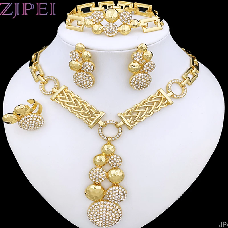 Afrcian Jewelry Sets Earrings Necklace For Women Free Shipping Gold