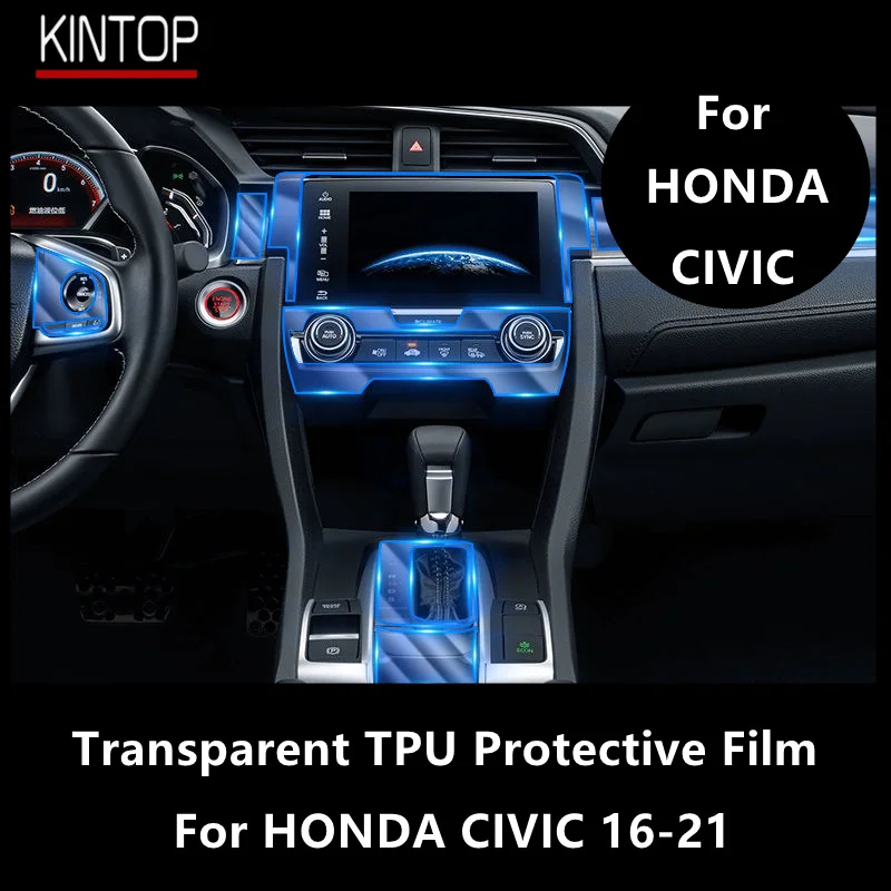 

For HONDA CIVIC 16-21 Car Interior Center Console Transparent TPU Protective Film Anti-scratch Repair Film Accessories Refit