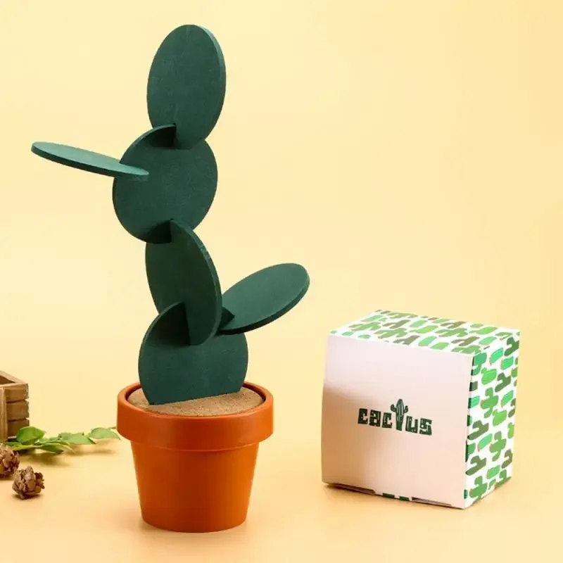 

Creative Cactus Non-slip Coaster Insulated Tea Mat DIY Home Tableware Coffee Cup Holder Coaster Flower Cactus Shaped Cup Holder