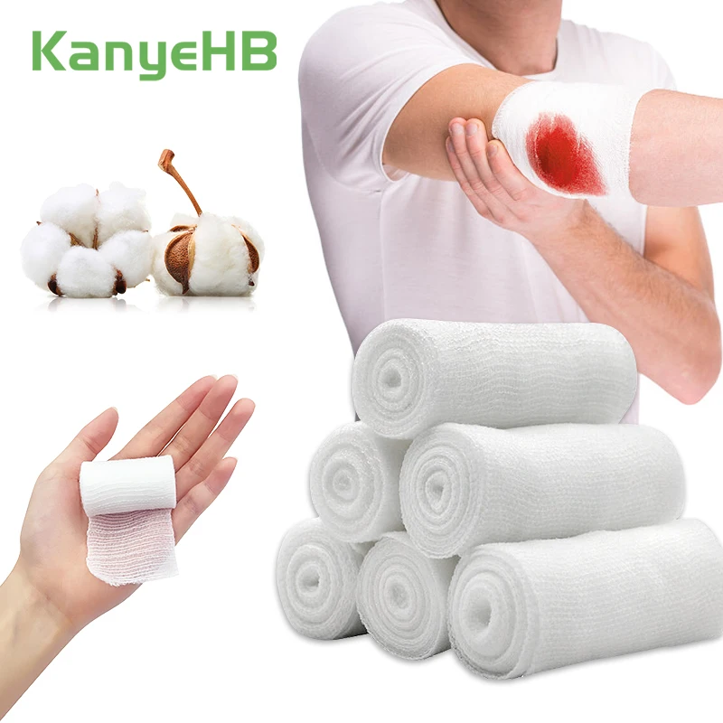 

2Roll 4.5m Gauze Medical Bandage Cotton Breathable Elastic Bandages For Wound Fixing Finger Wrist Leg Care First Aid Kit