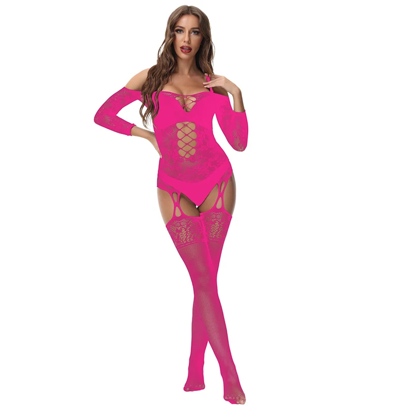 Bodystocking Woman Jumpsuits Elegant Sexy Lingerie 2025 New Arrivals Mesh Clothing Clubwear Outfits Romper Lace Party Nightgown
