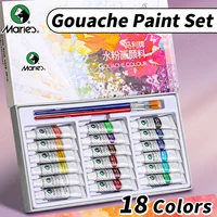 Marie's Gouache Paint Set,18 Colors & 2pcs Paintbrushes Kit in 5ml/Tubes for Canvas,Paper,DIY,Painting for Adults,Students 1