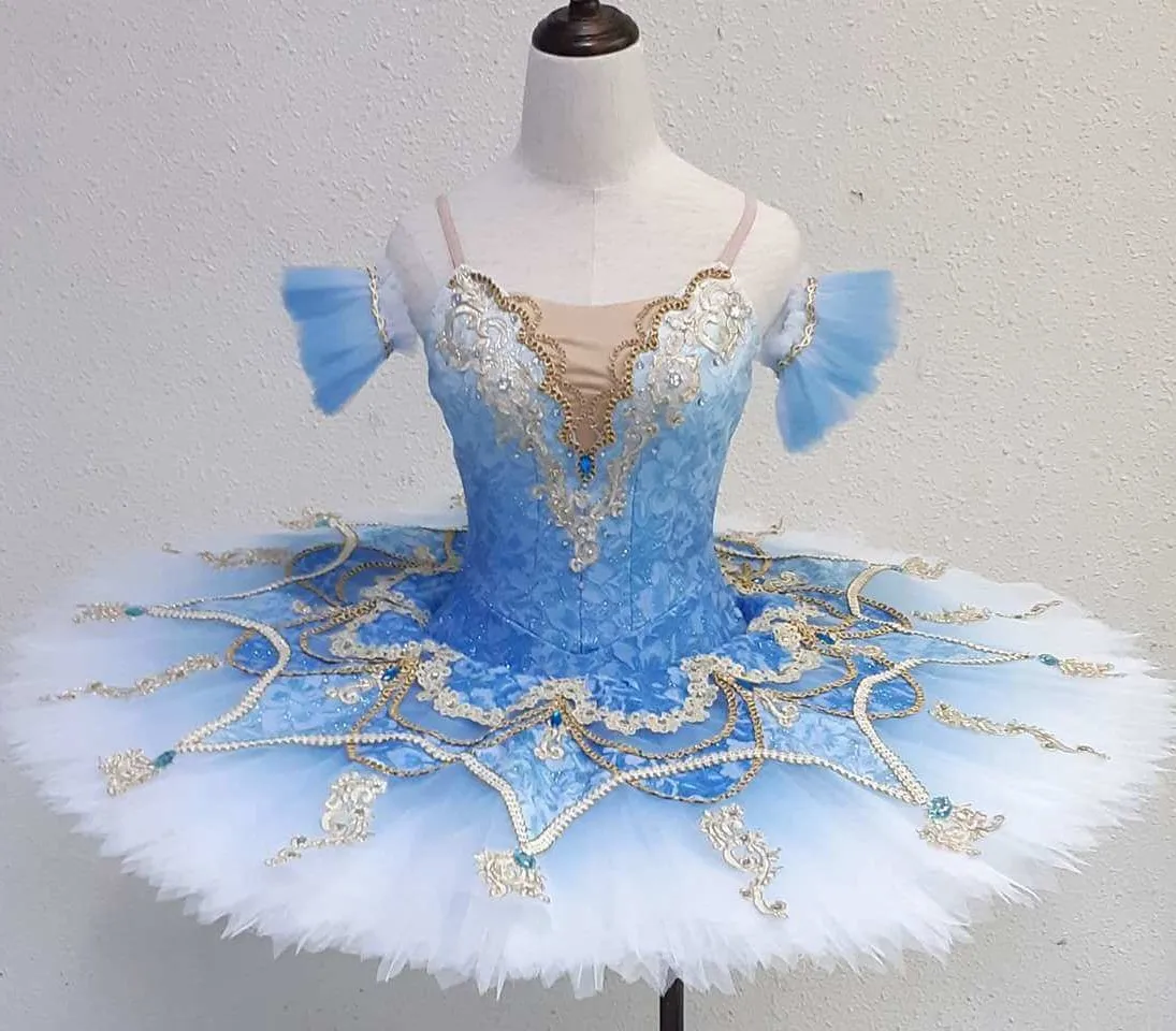 

Factory Wholesale High Quality Custom Size 12 Layers Women Adult Performance Wear Costumes Ombre Blue Professional Ballet Tutu