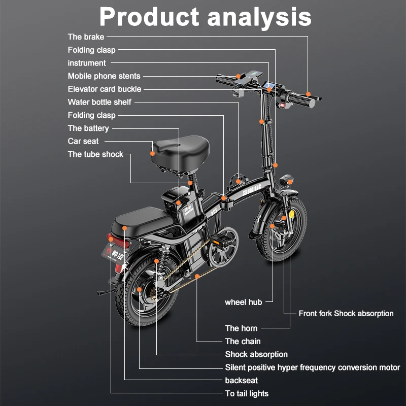 E Bike Folding Electric Bicycle 14 Inches 48V 25Ah 5 E Bike Folding Electric Bicycle 14 Inches 48V 25Ah 5