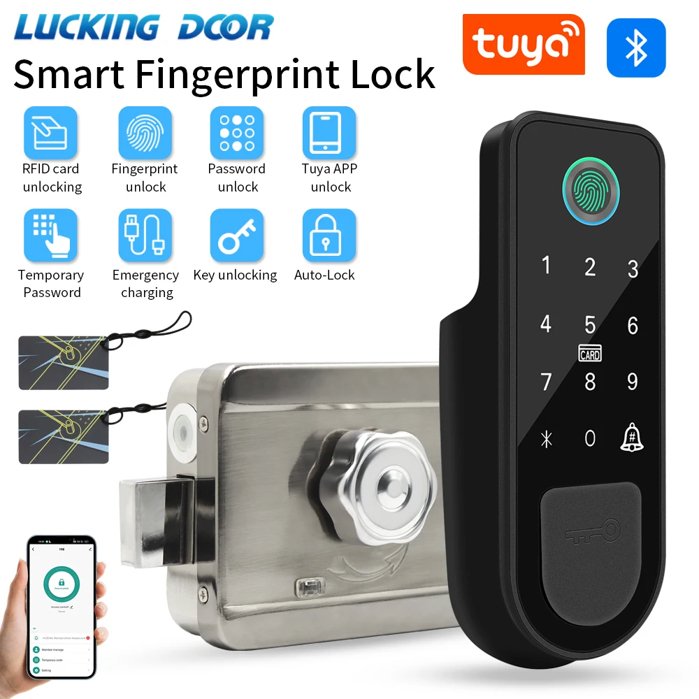 Biometric Smart Lock ล็อคประตูลายนิ้วมืออิเล็กทรอนิกส์ดิจิตอล Tuya App ปลดล็อคระยะไกล Keyless Lock ประตูรองรับ Tuya Gateway 1