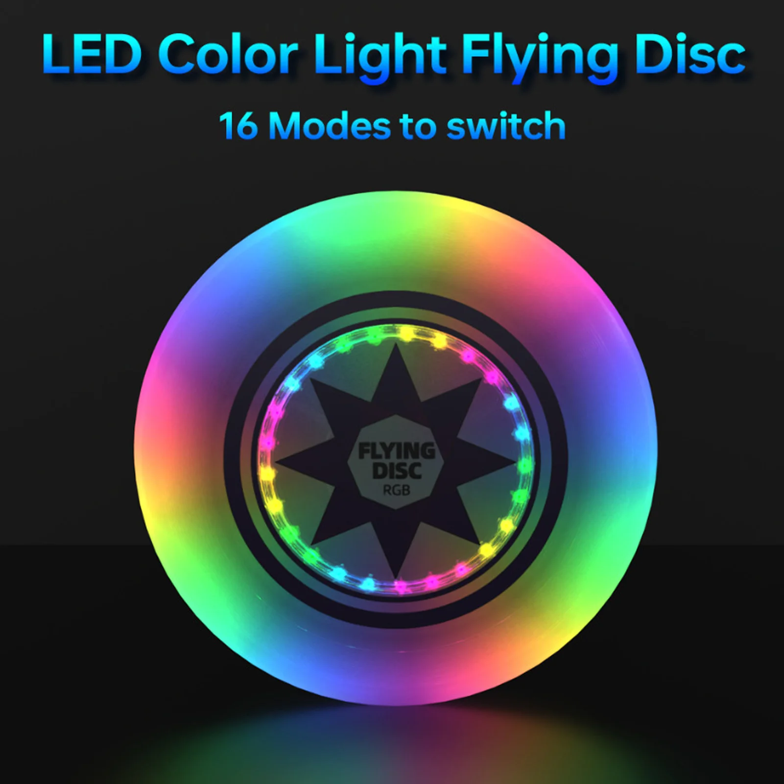 Flying Disc RGB LED Stepless Dimmable Timing 8 Dazzling Color Single Color Modes for Outdoor Playing