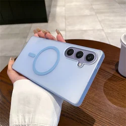 Premium MagSafe - Compatible Matte Clear Magnetic Phone Case - Samsung S26Edge (Blue)