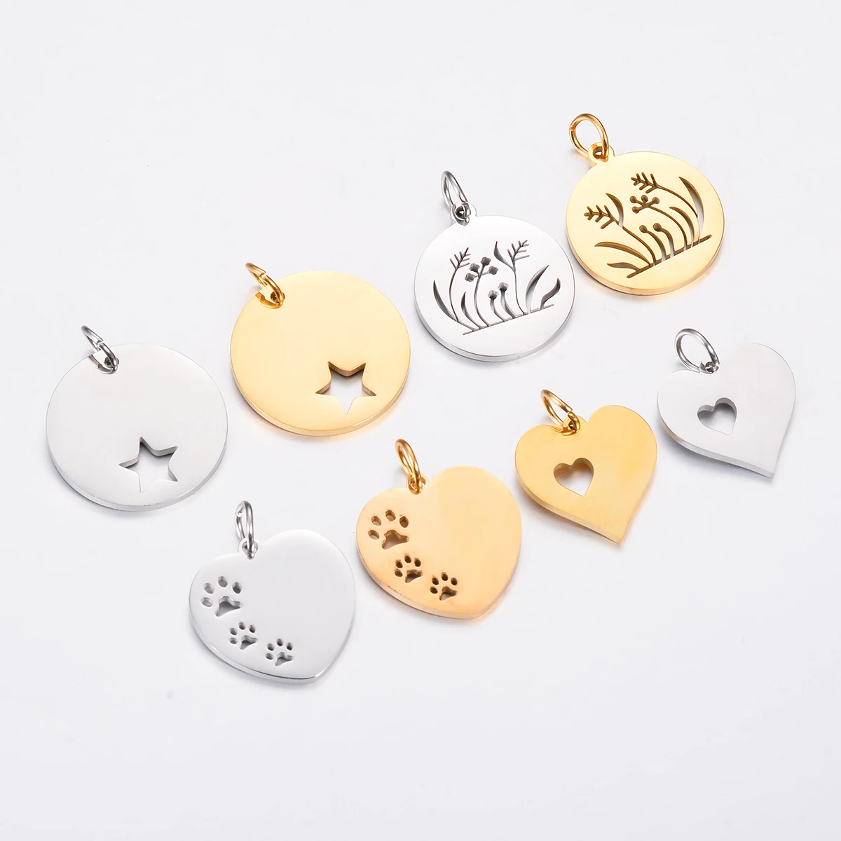 스테인리스 스틸 별 하트 애완 동물 발 꽃 펜던트, 수제 참 쥬얼리 제작 액세서..