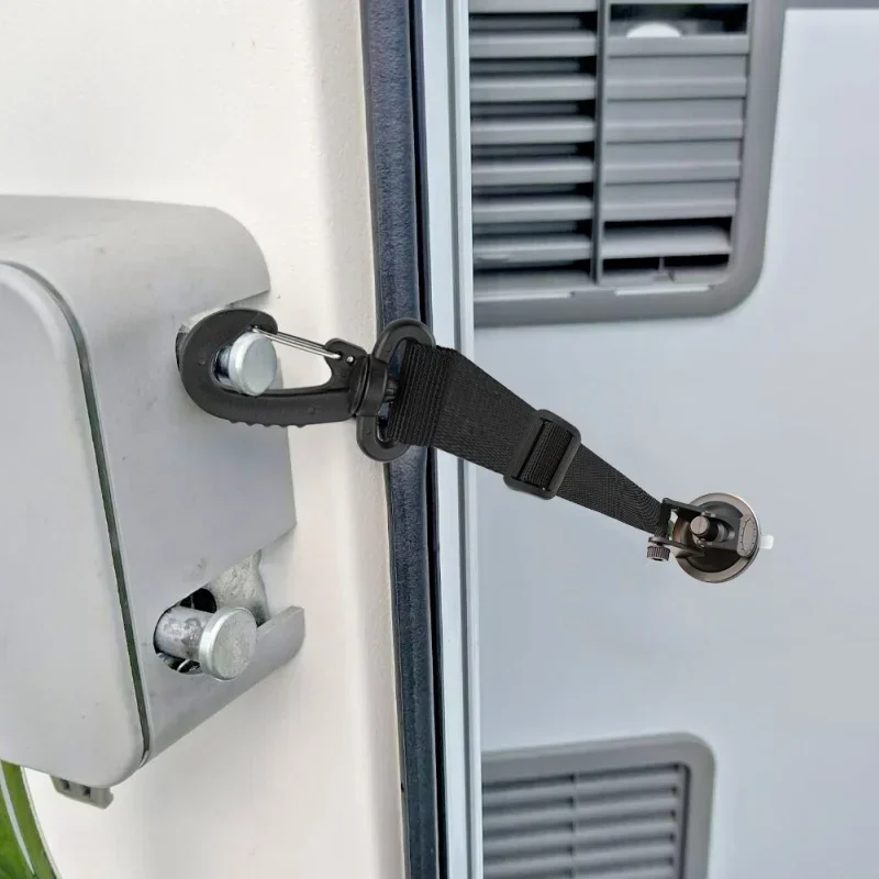 Cinghia di fissaggio per porta di roulotte e camper: arresto delle porte volanti chiuse nel vento, mantiene la porta aperta in modo sicuro nel vento - immagine 2