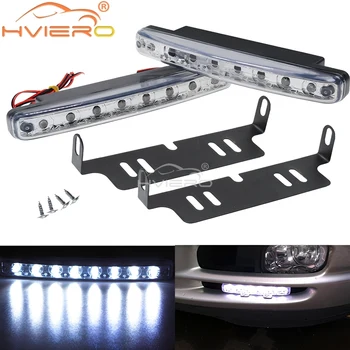 Luce Diurna DRL per Auto con Indicatore di Direzione, 8 LED Bianchi, 12V 24V, Illuminazione Fari ad Alta Luminosità, Lampadina per Parcheggio, Fendinebbia, Luce Diurna per Bagagliaio