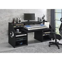 Computer Desks,6-shelf Design Offers Ample Vertical Storage Space,Black Music Desk with Earphone Rack 1