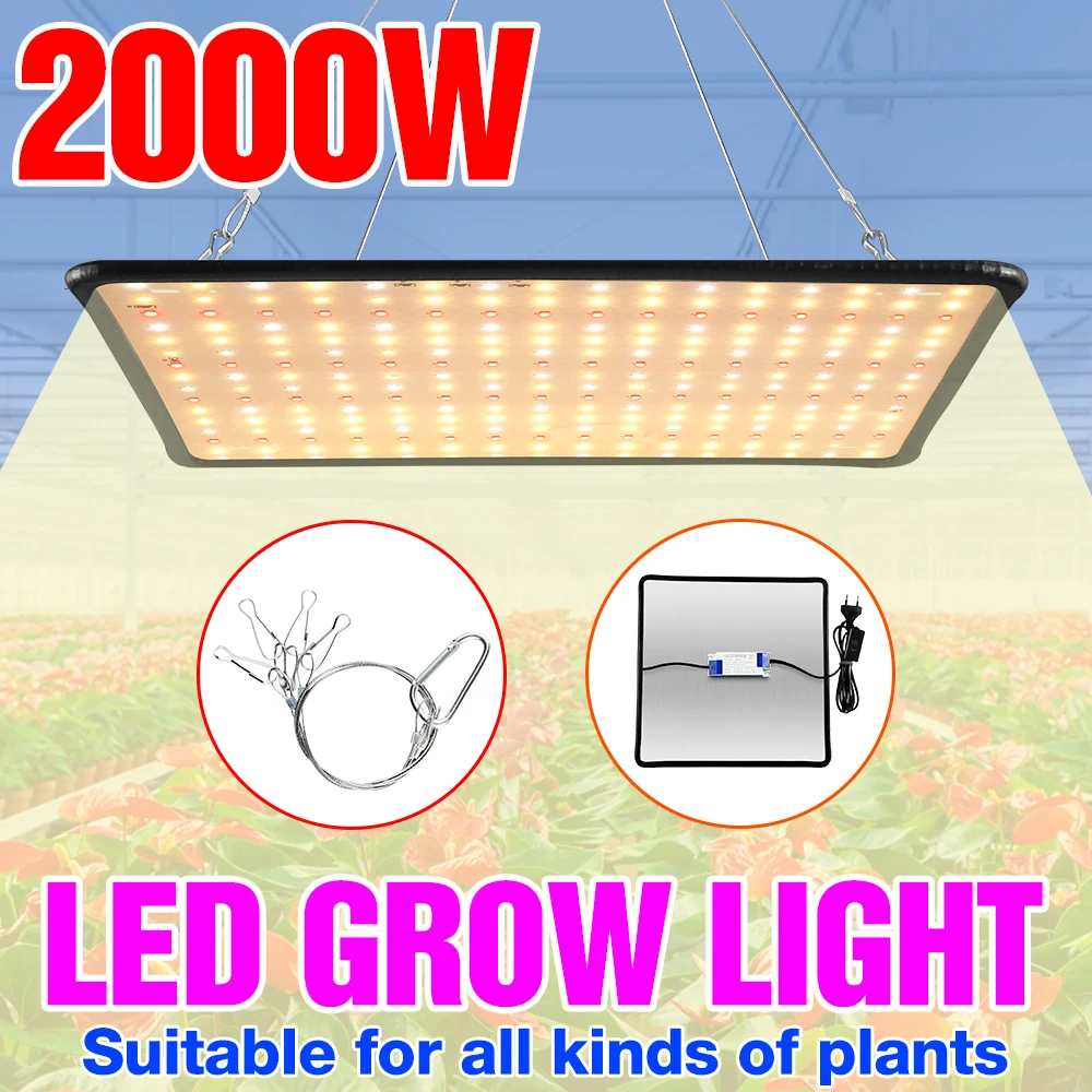 

LED Phytolamp For Plants Full Spectrum Growth Light Greenhouse LED Panel Phyto Lamp 2000W Indoor Gardening Hydroponic Grow Light