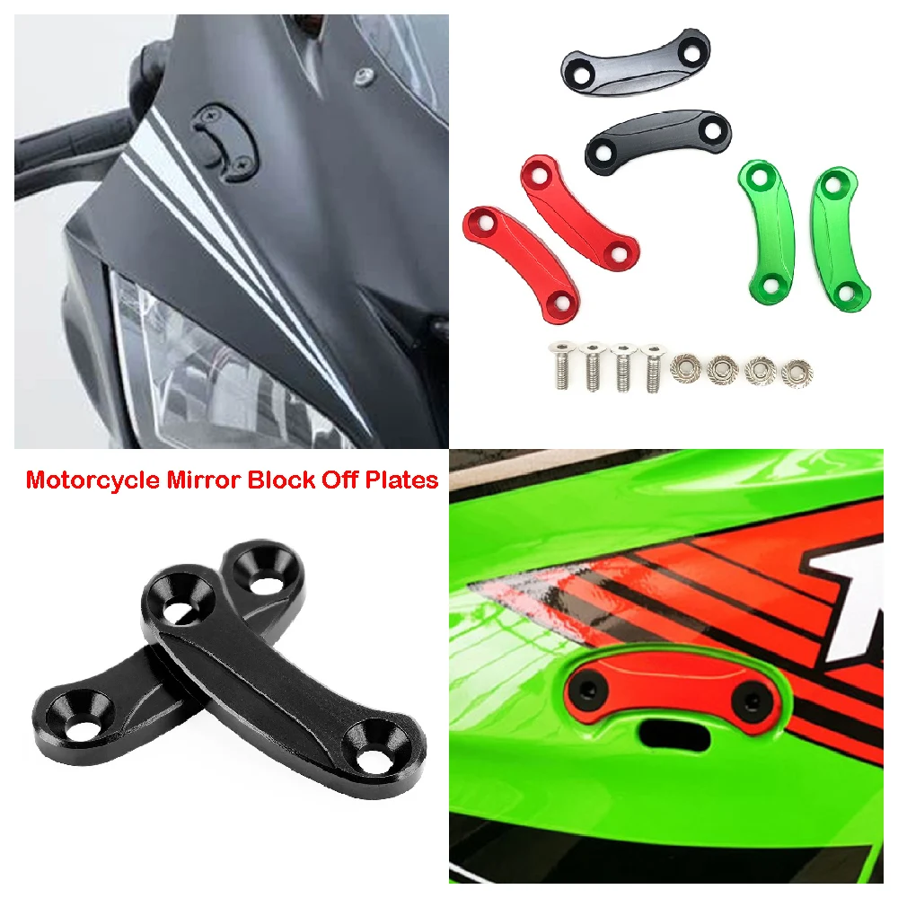 

Fits for Kawasaki ZX10R ZX10RR Ninja ZX-10R KRT ZX-10RR ABS 2016-2024 Motorcycle Mirror Block Off Plates Blanking Decorative Set