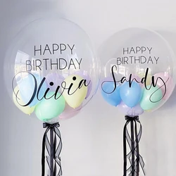 2/1Pc 18/24/36inch Bubble Balloon with Custom Name Sticker Personaled Sticker for Wedding Birthday Baby Shower Party Decorations