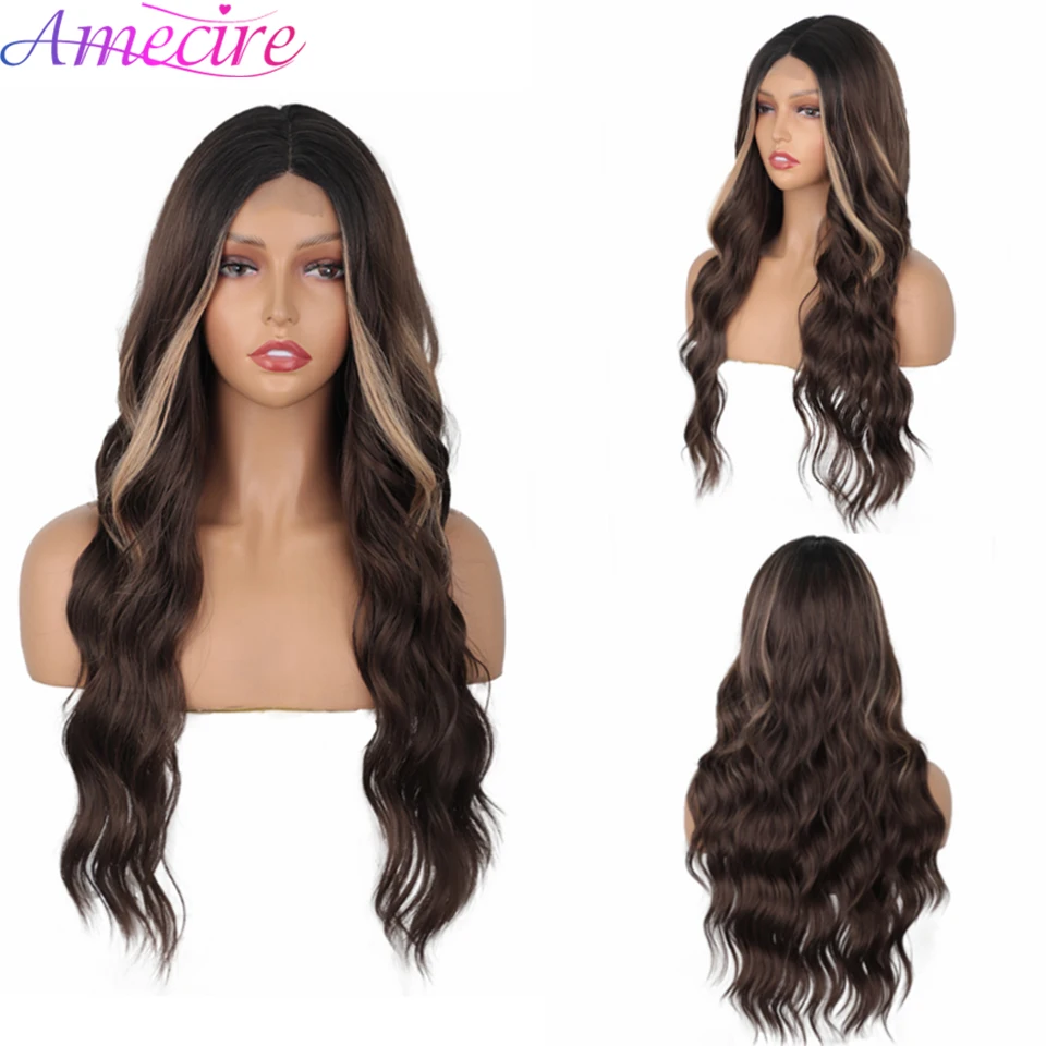 

Synthetic Curly Wavy Wig Black Ombre Long Natural Wave Body Wave African Style Wigs Cosplay Lady Natural Fiber Synthetic Wig