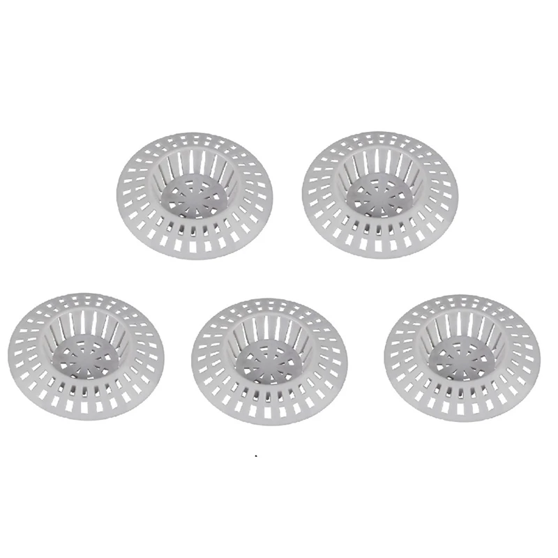 

5Pcs Hair Filter Spacer Washbasin Anti Blocking Filter Plastic Grid Drain Hole Filter White Diameter 60Mm