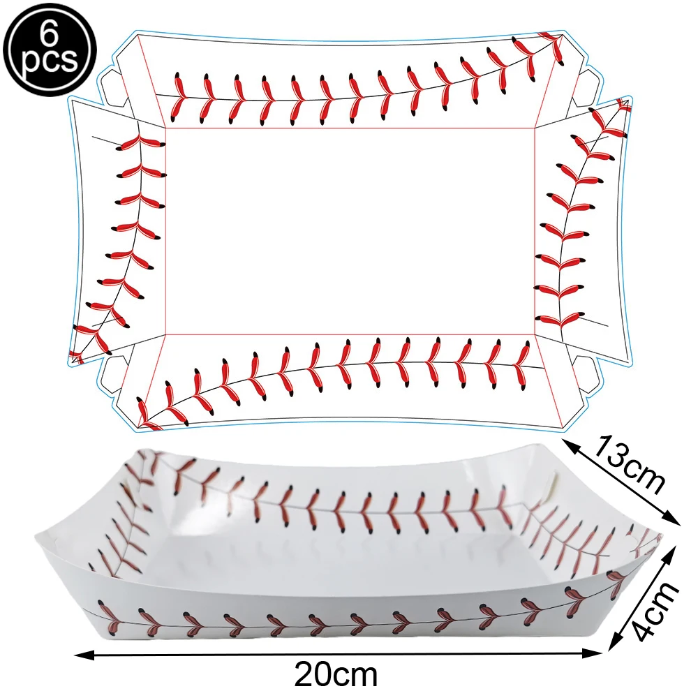 Sports Themed Party Snack Trays - Disposable Paper Food Boats for Soccer Rugby Football Baseball and Basketball Celebrations