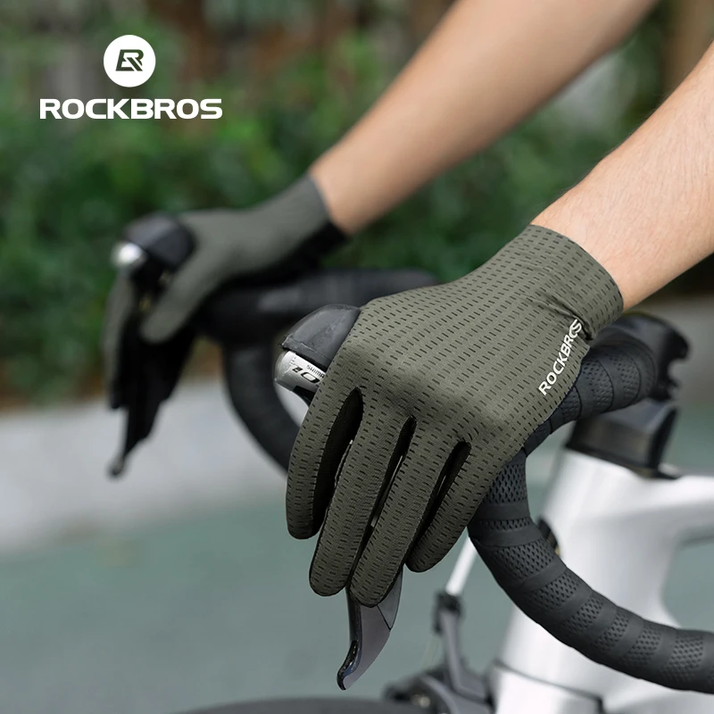 ROCKBROS Spring Summer Cycling Gloves Touch Screen Men Women MTB Road Bike Gloves Breathable Full Finger Motorcycle Riding Glove 6