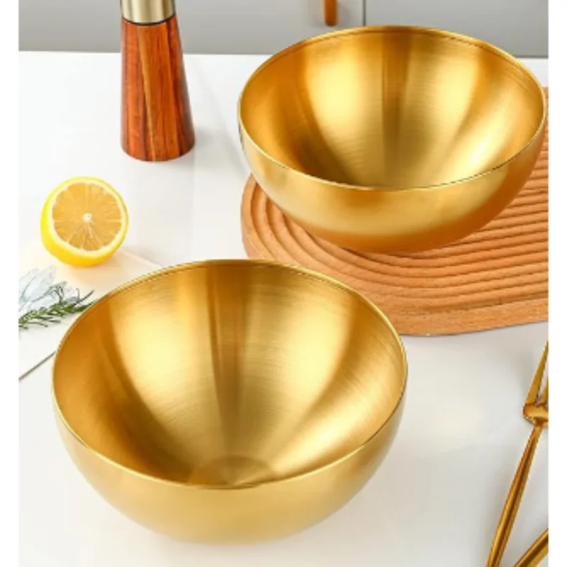 Gold Stainless Steel Bowl for Salad Rice Noodle Soup