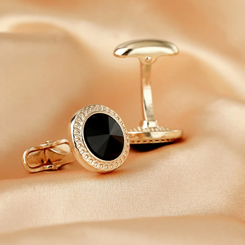 Luxury Zircon Cufflinks - Classic Round Mens Wedding Suit Accessories
