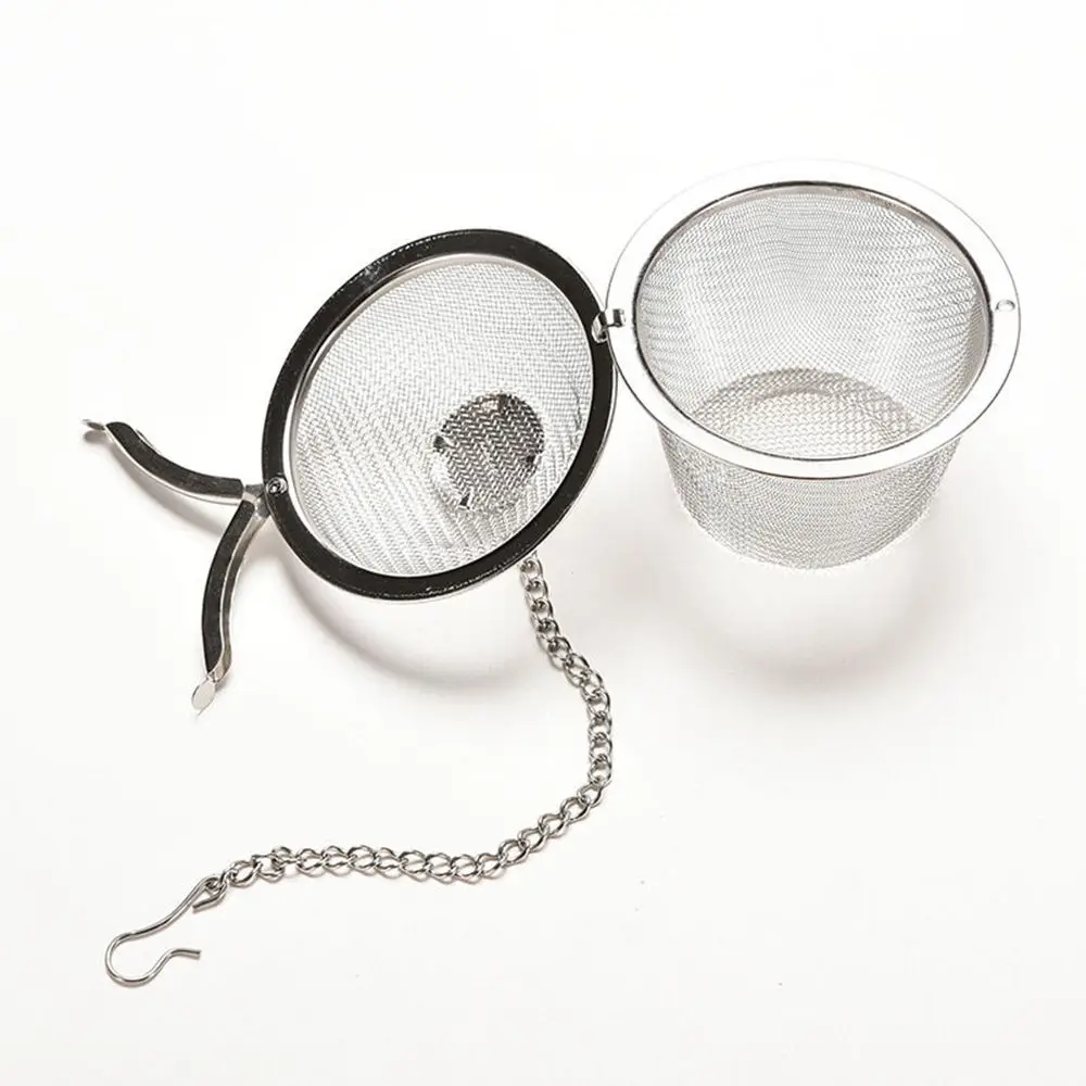 Durable Silver Reusable Stainless Mesh Herbal Ball Tea Spice Strainer Teakettle Locking Tea Filter Infuser Spice