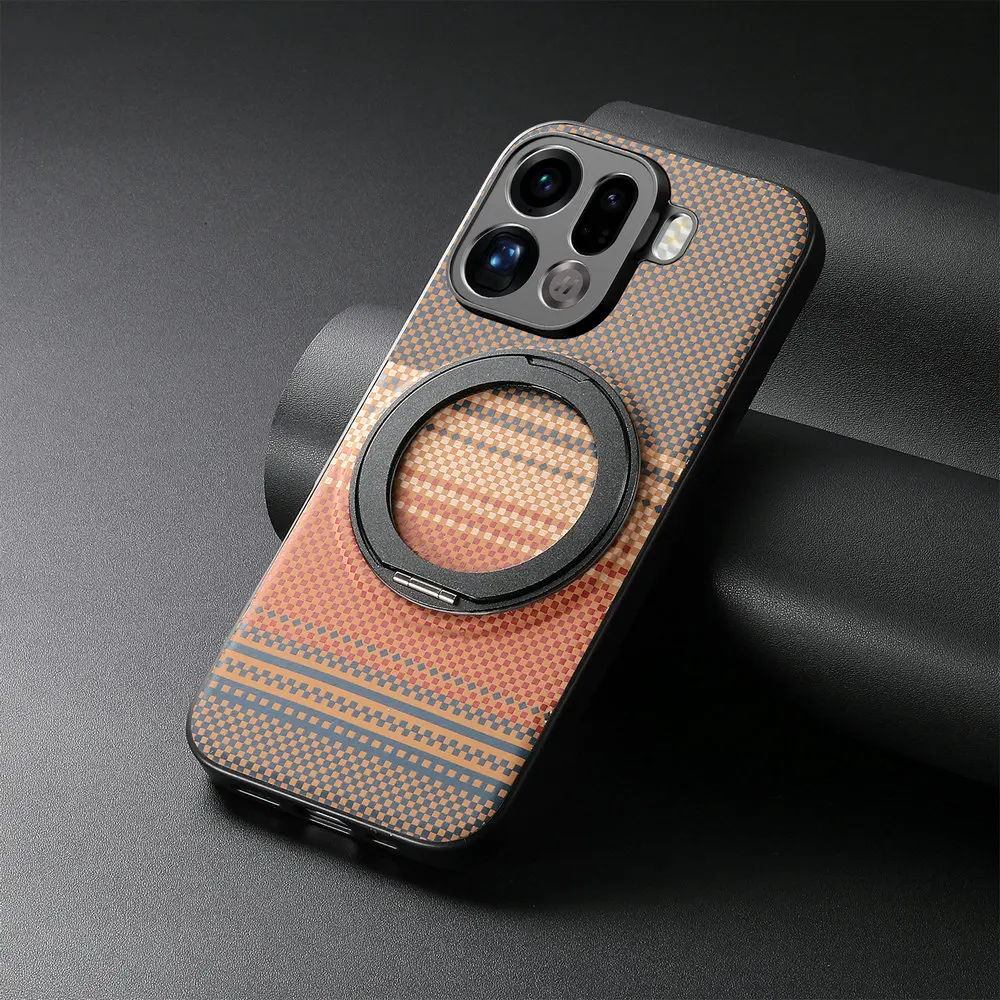 Luxury Leather Back Case with Metal Ring Magnet
