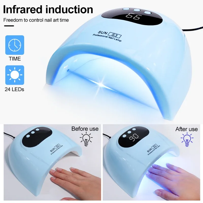6 LED 네일 UV 램프 (네일 폴리쉬 젤 건조용), LED 디스플레이 및 센서 기능 탑재, 전문가용 네일 램프 드라이어, 가정용 도구