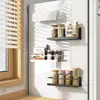 Magnetic Storage Shelf Refrigerator Side Spice Organizer Rack Punch Free Multifunction Carbon Steel Kitchen Paper Seasoning Rack 2