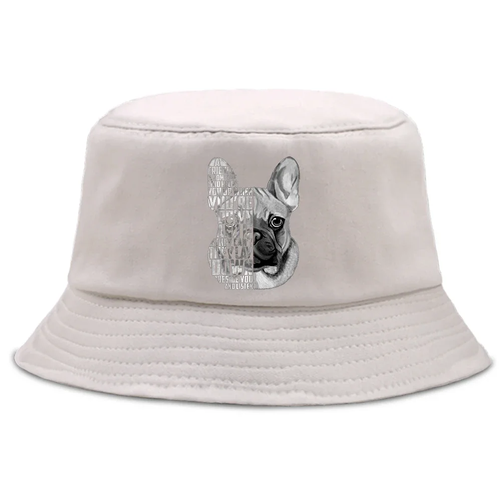 French Bulldog Quote Summer Bucket Hat Men Fedoras Aesthetic Trend Bob Woman Unisex Harajuku Sunbonnet Panama Cap Fisherman Hat