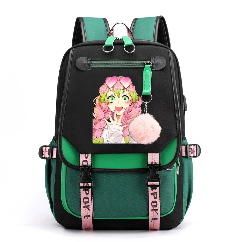 New Personality Creative Backpack Anime Kanroji Mitsuri Printing Schoolbag Friends Women Men'S Shoulder Travel Bag