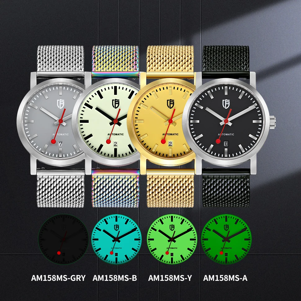 BERNY Watch for Men Automatic Self-Wind Gold Watch Luxury Brand Super Luminous Mechanical Swiss Railroad Wristwatch Men 5ATM
