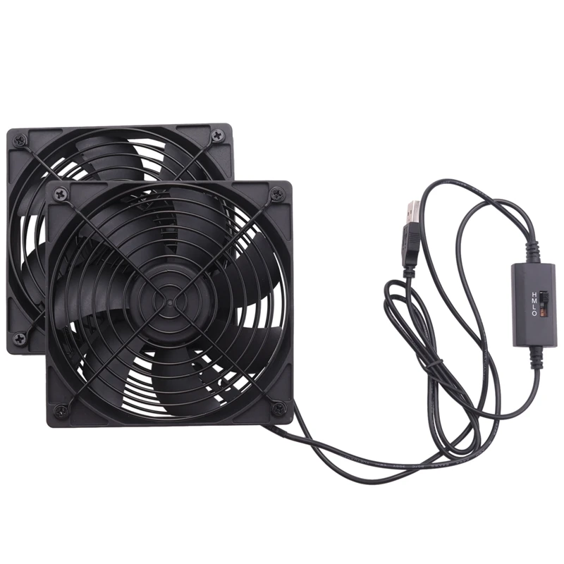 

HOT!Dual 120Mm 5V USB Powered PC Router Fans With Speed Controller High Airflow Cooling Fan For Router Modem Receiver