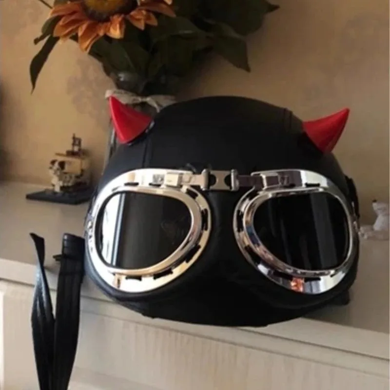 1-4 Pairs of Motorbike Helmets Male and Female Models Devil Horns Decoration E-bike Helmets Suction Cup Decoration