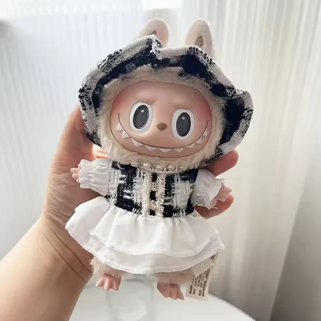 thumbnail image 1 of Ropa para muñecas en miniatura de 17 cm, sin muñeca, mono de oso marrón, conjunto de ropa de jardín de infantes, atuendo para muñecas ídolos Kpop Exo Labubu, llavero, 1 of 5