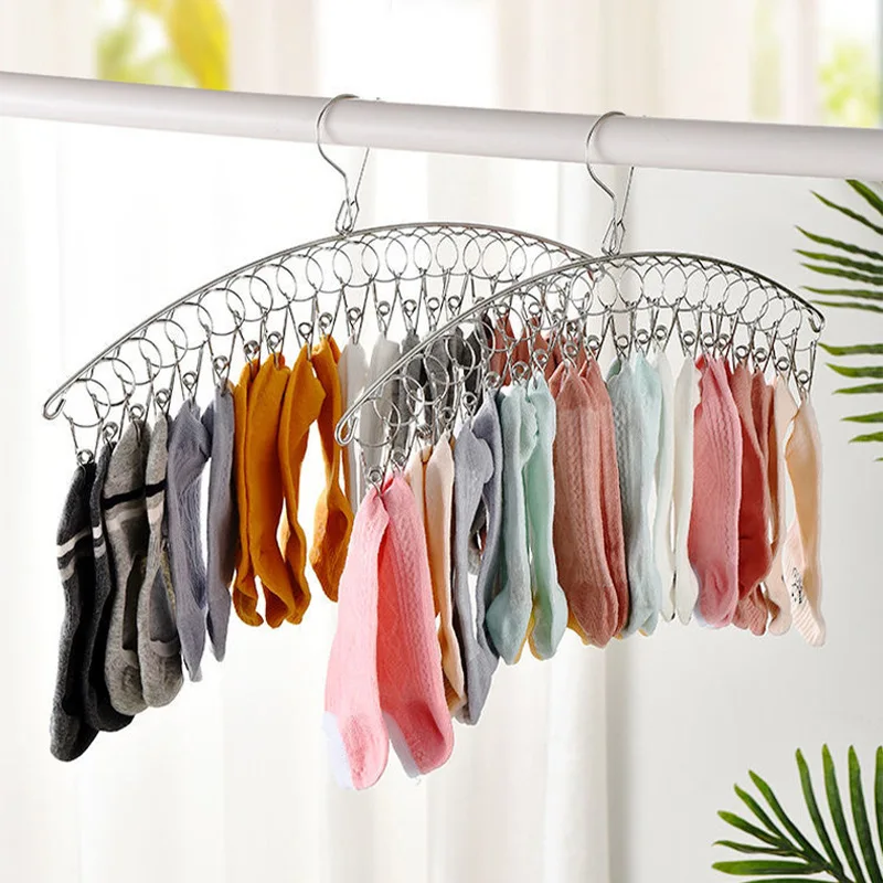 620pegs Stainless Steel Clothes Drying Hanger Windproof Clothing Rack Clips Sock Laundry Airer