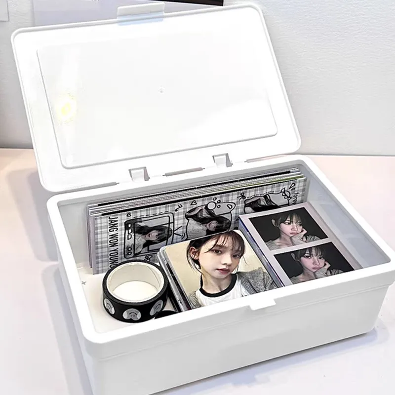 INS White Photo Card Storage Box Ins Photo Card Holder Storage Box Photocard Sleeves Idol Photo Collection Organizer Case 3