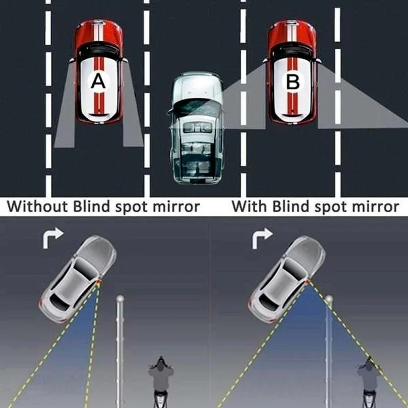 Car Mirror 2pcs Car Blind Spot Mirror Frameless Auxiliary Rearview Mirror Auto Motorcycle Universal Wide Angle Adjustable Small Mirrors