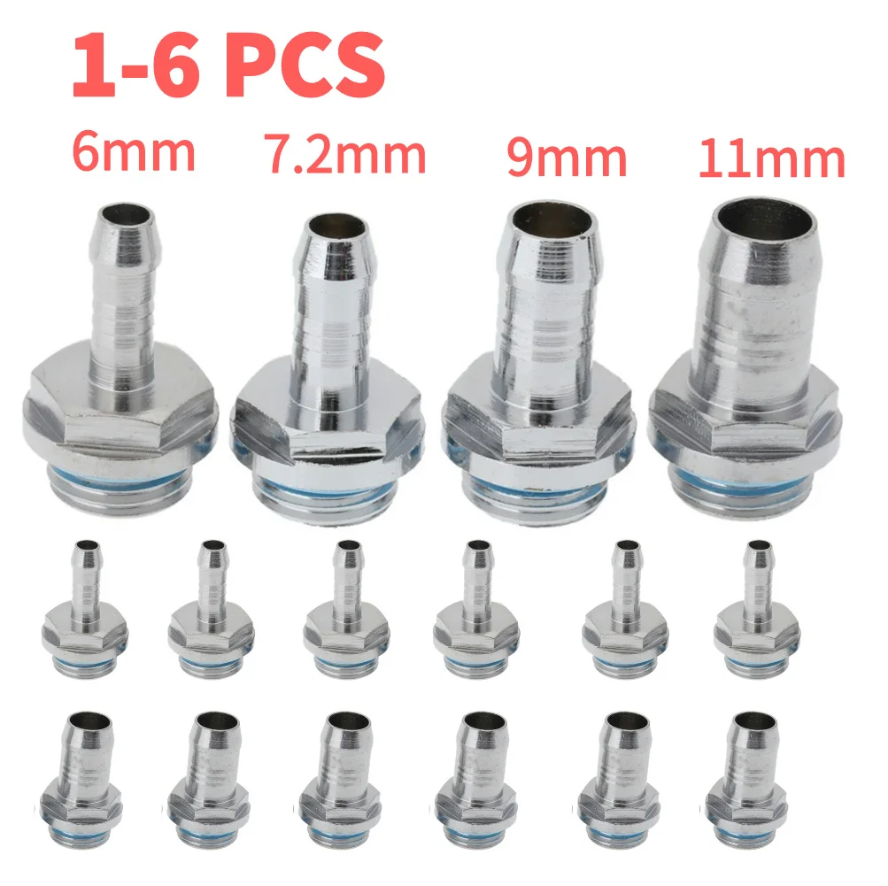 G1/4" Brass Thread Soft Tube Hose Connector For PC Water Cooling System Accessory 6mm,7.2mm,9mm,11mm Outer Diameter extender fitting,angled adapter fitting,water cooling fitting