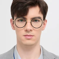 Нью-йоркская винтажная овальная круглая оправа для очков TB905 мужские и женские классические очки брендовые очки из чистого титана с футляром — изображение 2