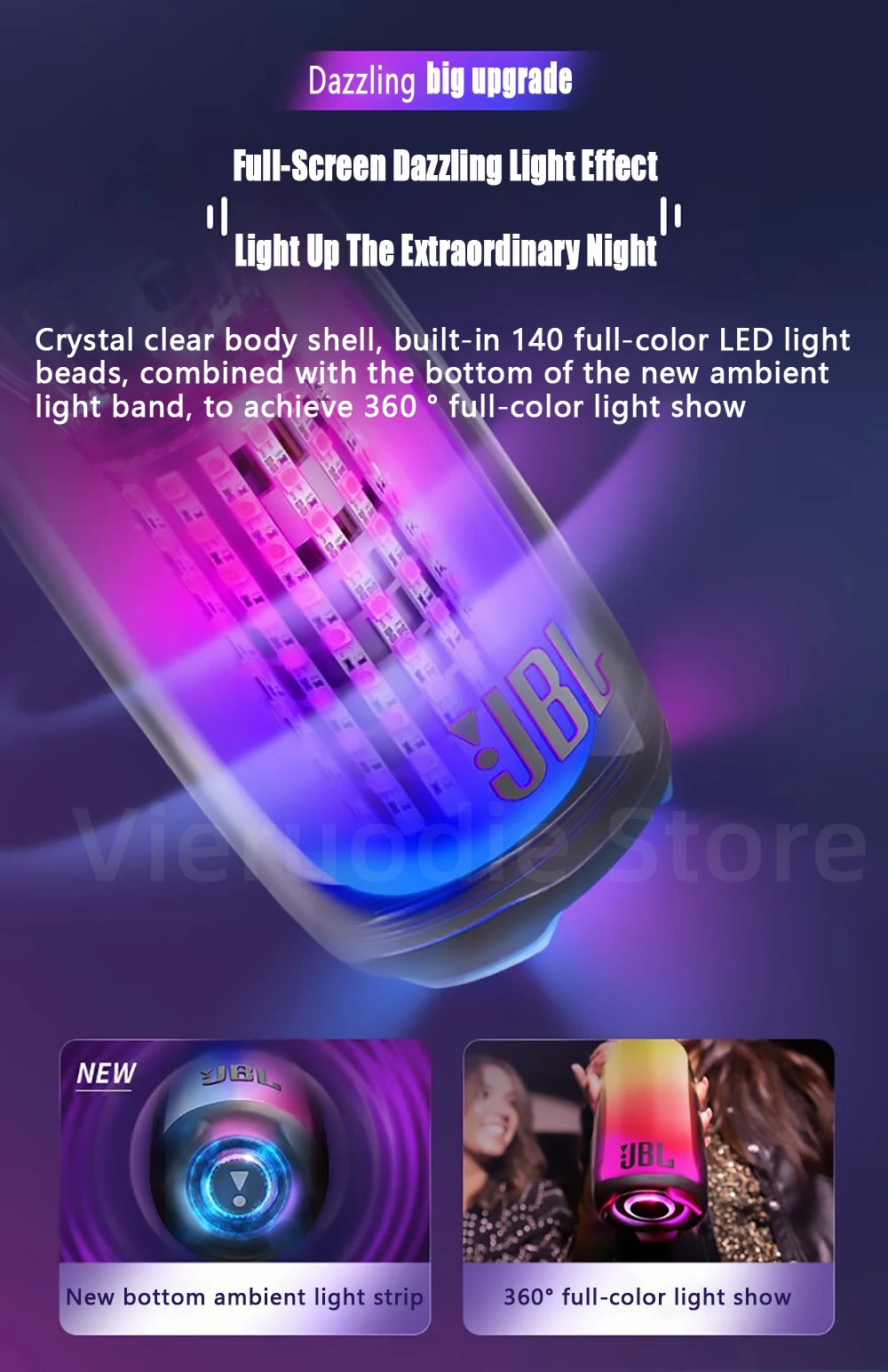 JBL Pulse 5 Portable Bluetooth speaker with light show description image 3