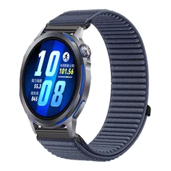 Braided Nylon Breathable Watch Strap - 18/20/22mm for Huawei GT Runner 2 (Dark blue gray)