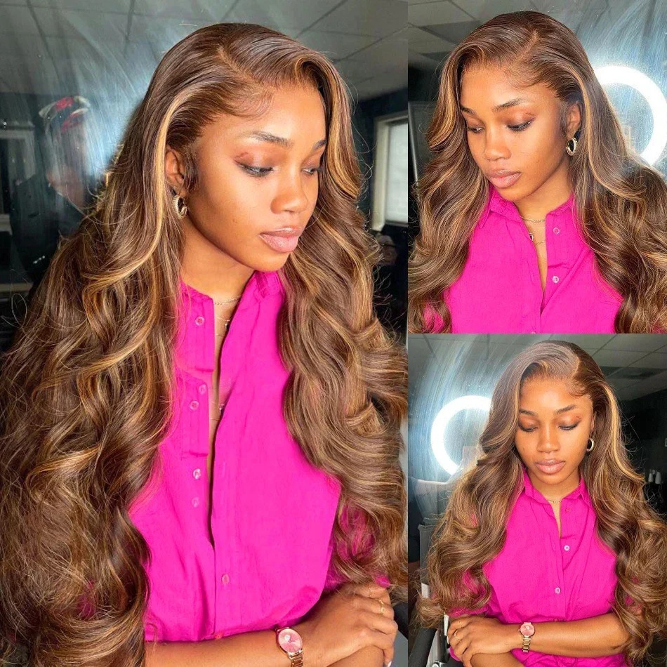 P427 Highlight 13&times;6 HD Lace Front Wigs Body Wave Ombre Brazilian Wigs 13&times;4 Pre Plucked Transparent Lace Frontal For Women human hair wig lace front wig human hair wigs front lace wig